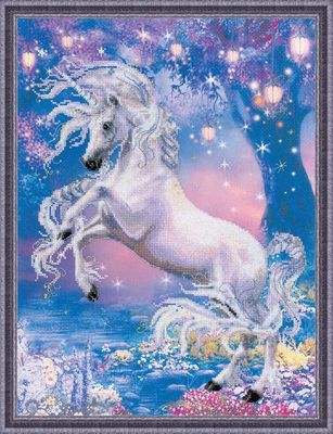 Unicorn by Riolis 2016 Cross Stitch Kit with pre-printed background Aida