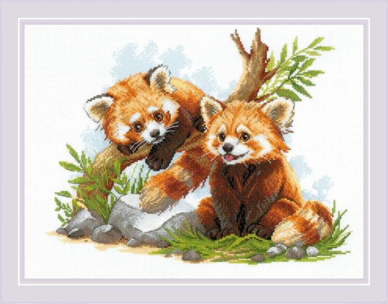 Red Panda Cubs by Riolis 2023 Counted cross stitch kit