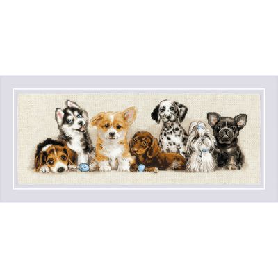 Puppies by Riolis 2023 Counted cross stitch kit with woolen thread