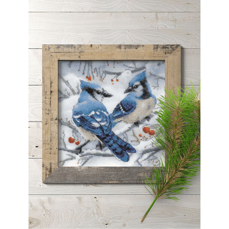 Blue Jays by Riolis 2020 Counted cross stitch kit with woolen threads
