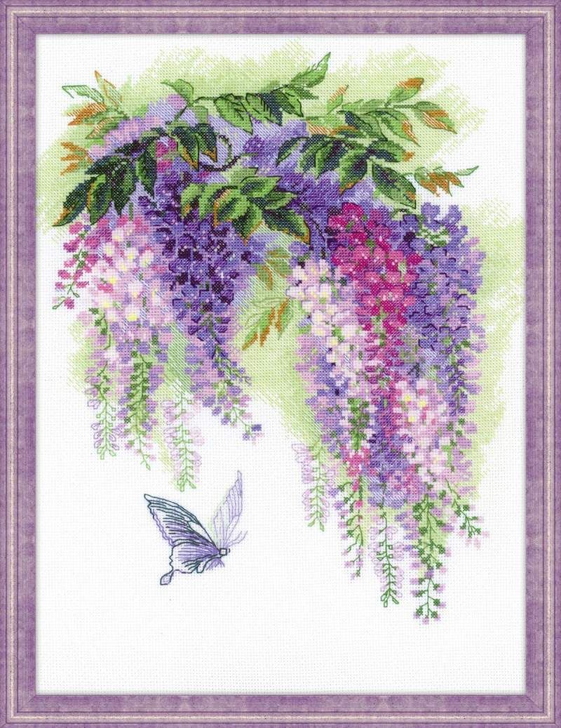 Wisteria by Riolis 2017 Counted cross stitch kit with woolen threads