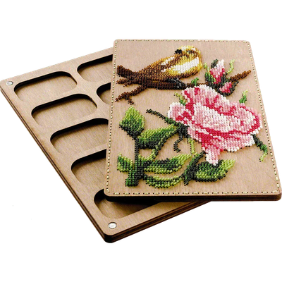 Bird and Rose Organizer for beads by Wonderland Crafts Organizer with cover for bead embroidery