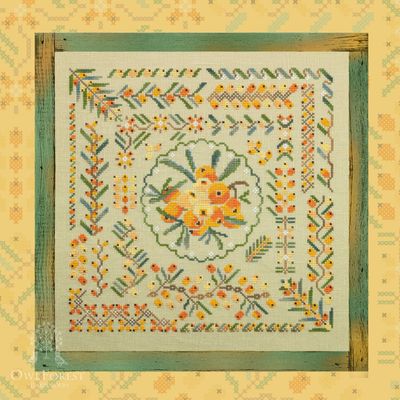 Seabuckthorn Summer by Owl Forest Embroidery 2022 The Berry Summer Series Cross Stitch Pattern, Set of Hand-Dyed Threads, DMC 32, 28 ct.