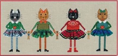 Four Scottish Cats In Skirts by Le Bonheur des Dames Counted cross stitch kit