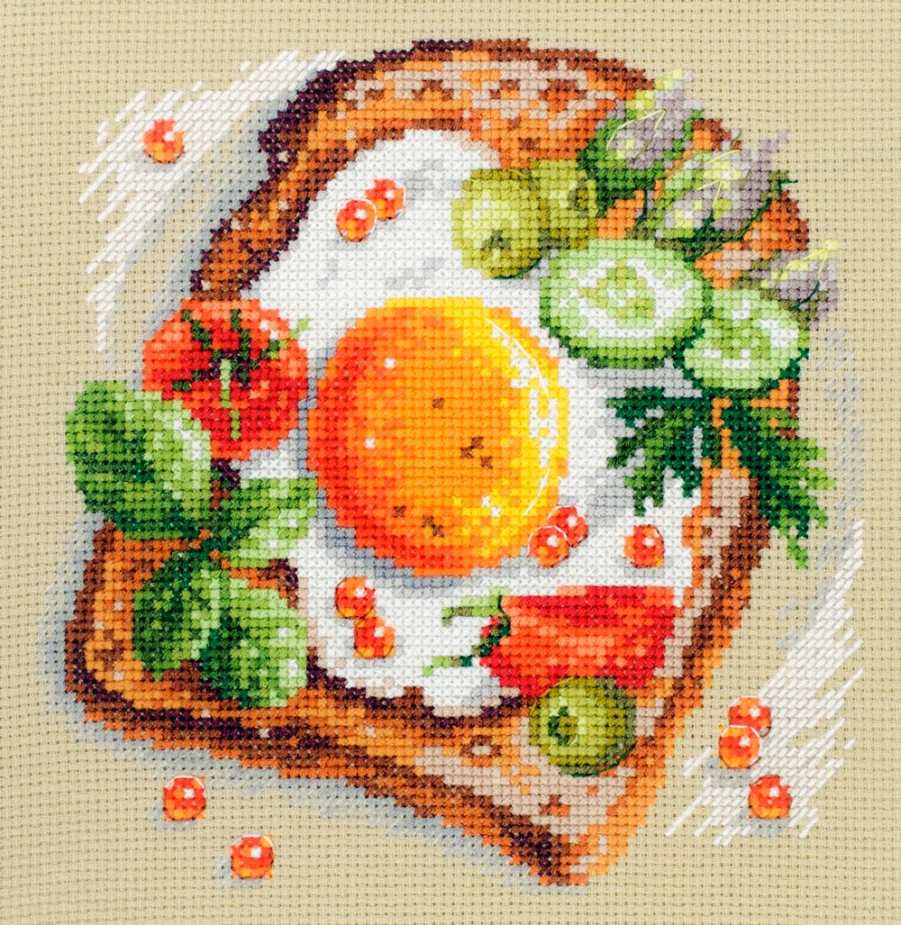 Fried Eggs Toast by Magic Needle 2019 Food Counted cross stitch kit