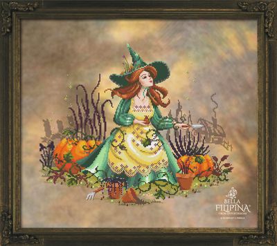 Belinda Botanica by Bella Filipina Designs 2024 Black Magic Academy Series Counted cross stitch Pattern, Beads set and Kreinik Set