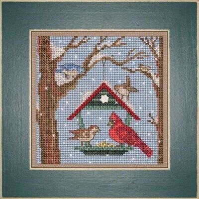 Bird Feeder by Mill Hill Winter Series 2023 Buttons and Beads Counted cross stitch with beading embroidery kit