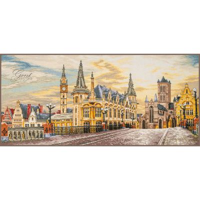 Cityview of Ghent by Lanarte Counted Cross Stitch kit. Classic cross stitch collection 2024