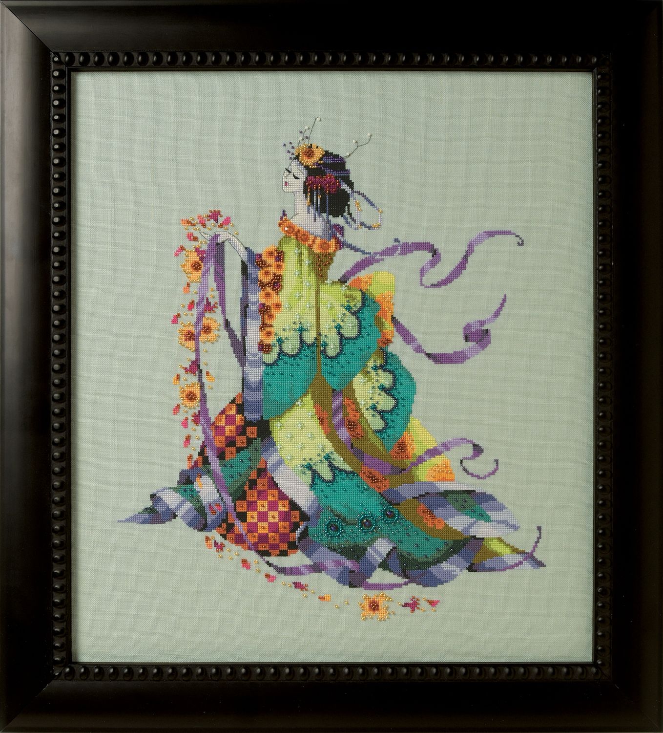 Miss Dancing Flower by Mirabilia Designs 2020 designer Nora Corbett Flowers Fairytale counted cross stitch pattern, Embellishment Pack