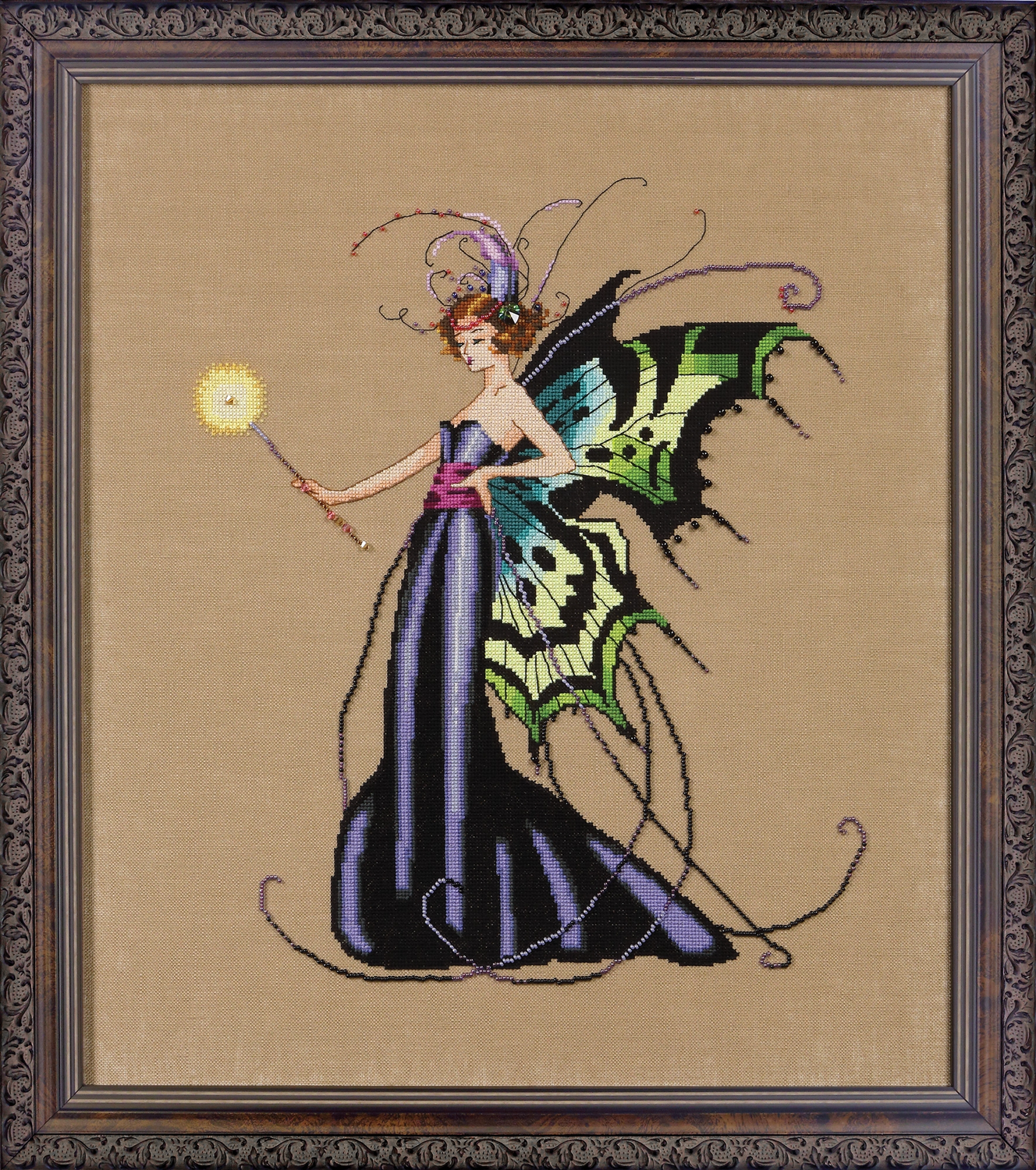 August Peridot Fairy by Mirabilia Designs 2012 Year of the Fairies Collection Counted cross stitch pattern, embellishment pack