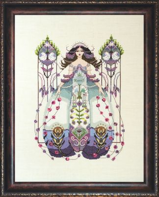 The Muse by Mirabilia Designs 2023 designer Nora Corbett Counted cross stitch pattern, embellishment pack