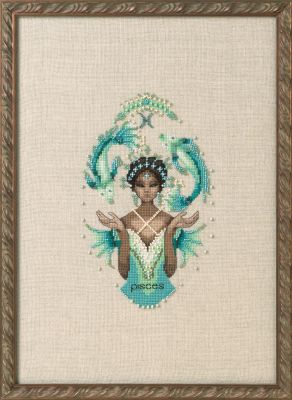 Pisces by Nora Corbett 2021 Zodiac Girls Collection Cross stitch pattern, Embellishment Pack