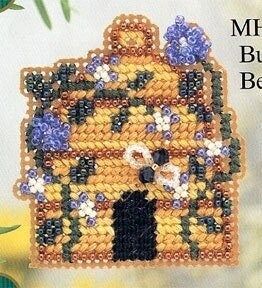 Bumble Bee Inn by Mill Hill. Spring Bouquet Pin VIII 2001 Glass bead counted cross stitch kit with treasure