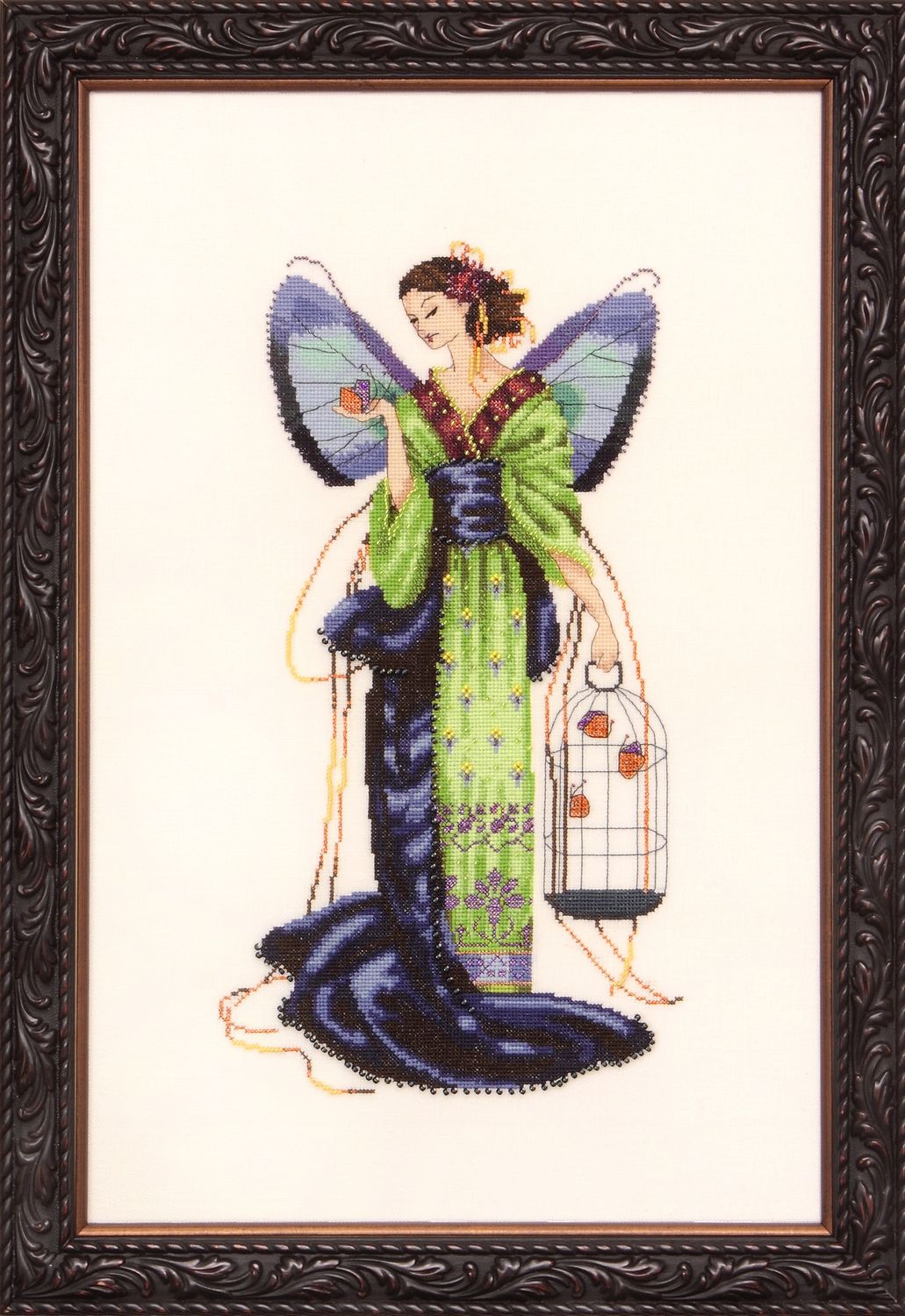 September Sapphire Fairy by Mirabilia Designs 2011 Counted cross stitch pattern, embellishment pack