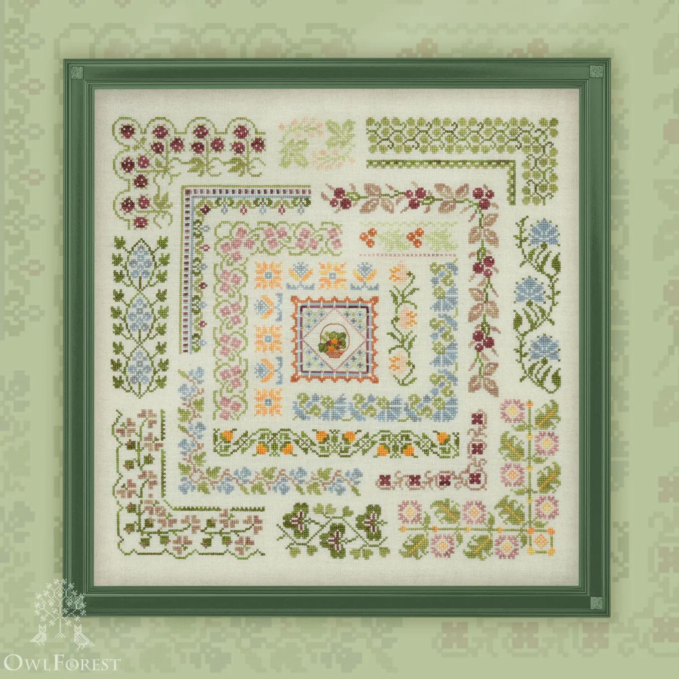 Northern Summer by Owl Forest Embroidery. The Seasons Series Cross stitch pattern Set of Hand-Dyed Threads 32, 36 ct. with 2 strands (DMC)
