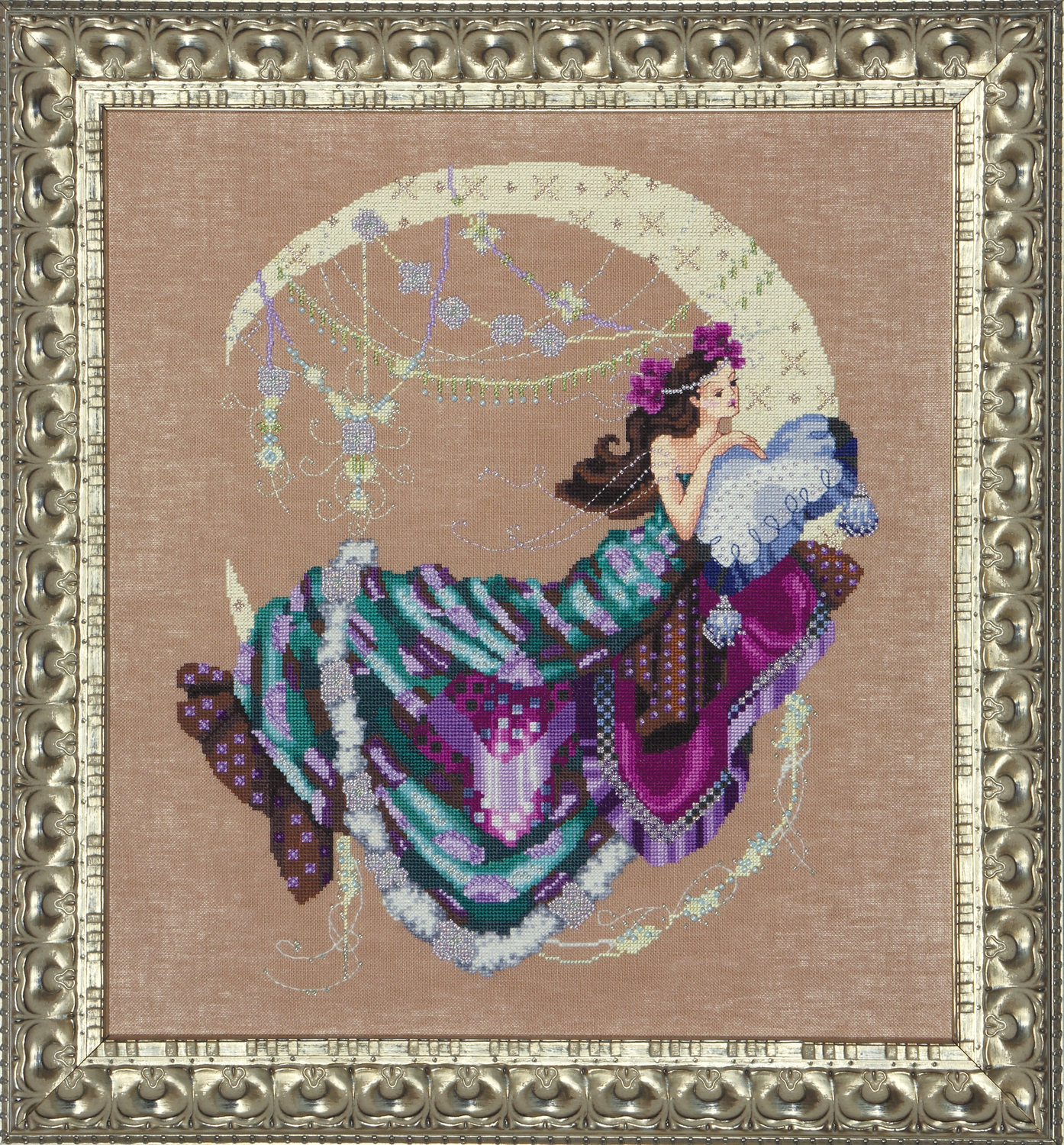 Moon Flowers by Mirabilia Designs 2015 Counted cross stitch pattern, Embellishment Pack