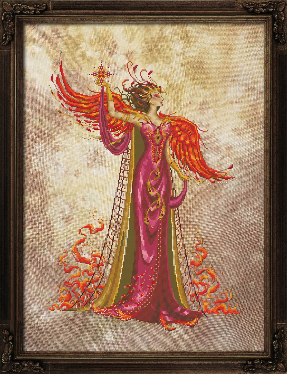 Phoenix Queen by Bella Filipina Designs 2023 Counted cross stitch Pattern, Beads set and Set of Threads