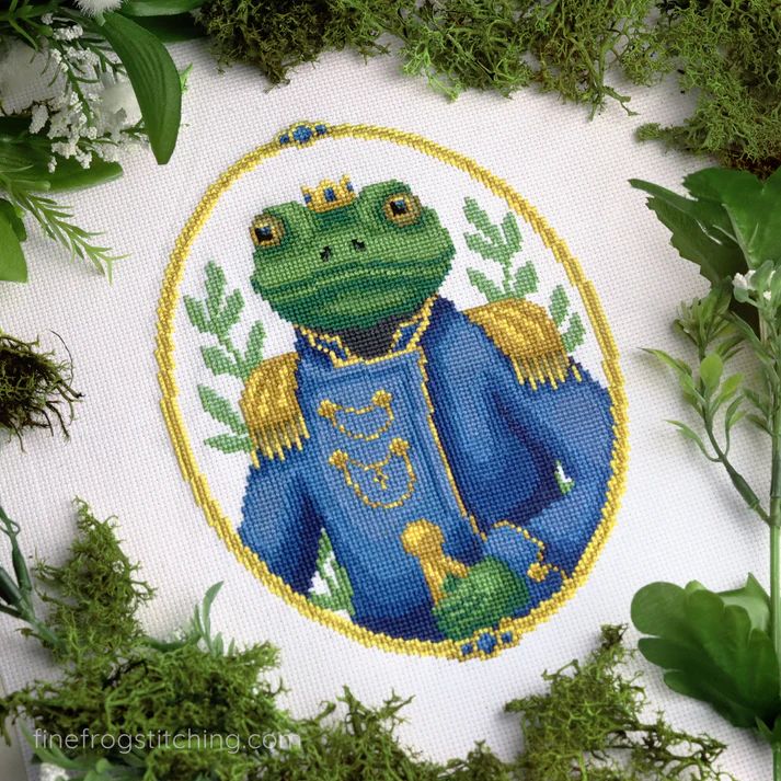Prince Pondworthy by Fine Frog Stitching Printed Counted Cross Stitch pattern