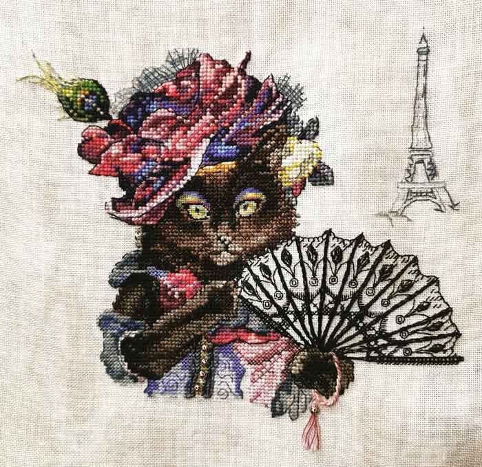Matoomuch by Nimuë 2022 Designer Annaïck Chauvel Black cat lady counted cross stitch kit