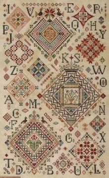 Quaker Diamonds by Rosewood Manor Design 2009 Primitive cross stich pattern Valdani Floss Set