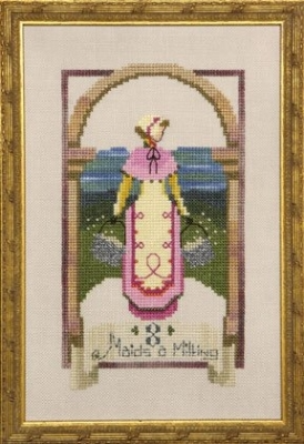 Eight Maids A Milking by Nora Corbett Designs 2010 12 Days of Christmas Series Christmas cross stitch pattern Embellishment Pack