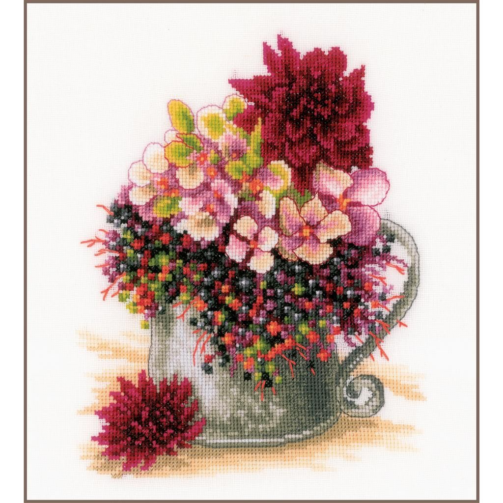 Pink Blush Bouquet by Lanarte Home and Garden Collection Counted Cross Stitch kit