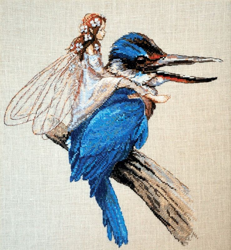 Le Martin-Pecheur (Kingfisher) by Nimuë Designer Annaïck Chauvel Fairy counted cross stitch kit or printed pattern