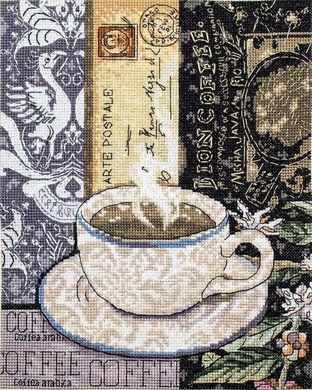 Lion Coffee C by LETISTITCH Vintage Collection Floral Counted cross stitch kit 2021