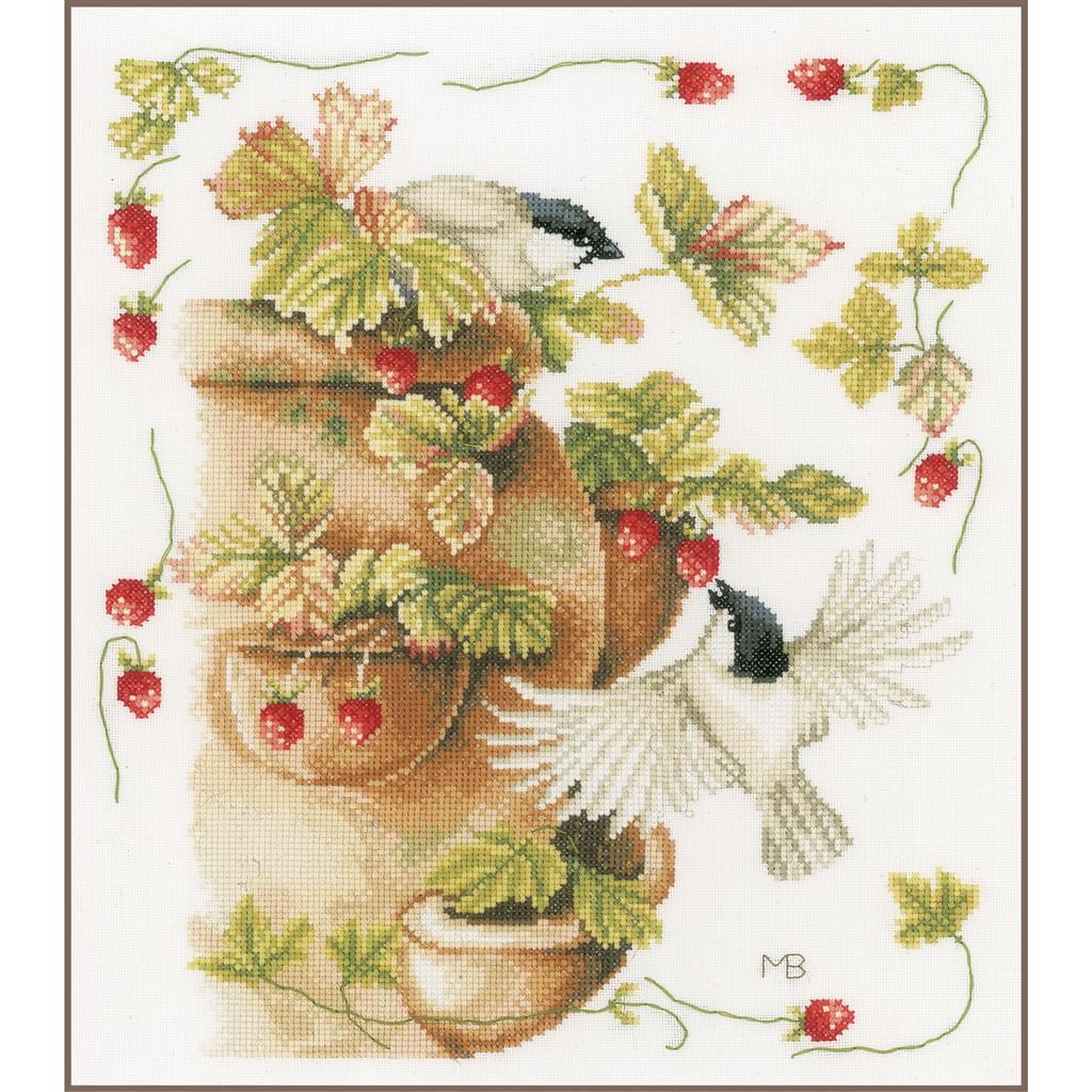 Strawberries &amp; Birds by Lanarte Marjolein Bastin Collection Counted cross stitch Kit