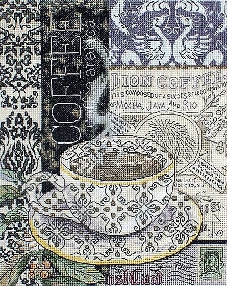 Lion Coffee B by LETISTITCH Vintage Collection Floral Counted cross stitch kit 2021