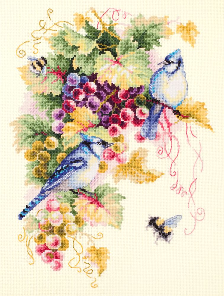 Blue Jay and grapes by Magic Needle 2019 Summer counted cross stitch kit