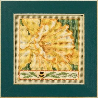 Daffodil by Mill Hill. Spring Series Buttons and Beads 2024. Beautiful Spring beaded cross stitch embroidery design