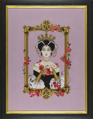 Portrait Queen by Mirabilia Designs 2022 designer Nora Corbett Counted cross stitch pattern, embellishment pack