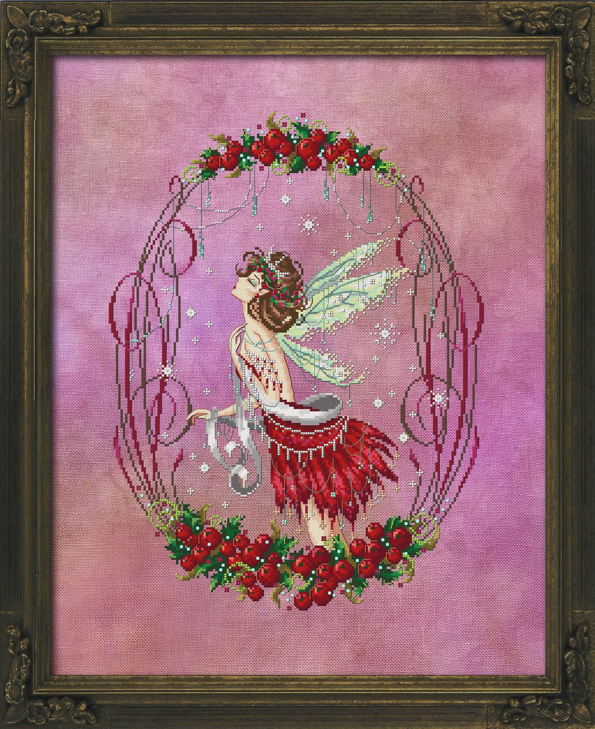 Holly Berry Pixie by Bella Filipina Designs 2022 Counted cross stitch Pattern, Beads set and Set of Threads