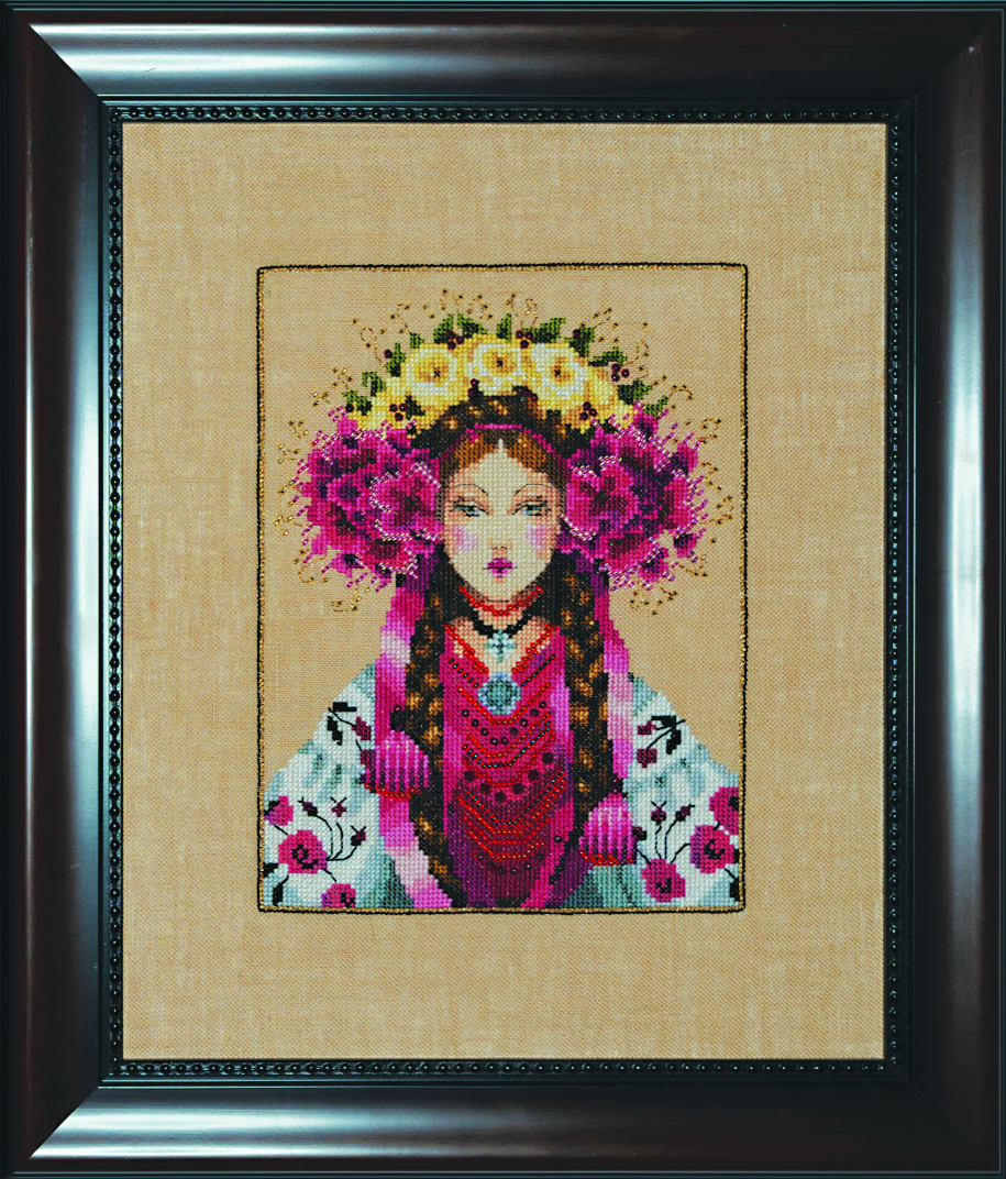 Luda by Mirabilia Designs 2023 designer Nora Corbett Counted cross stitch pattern, embellishment pack