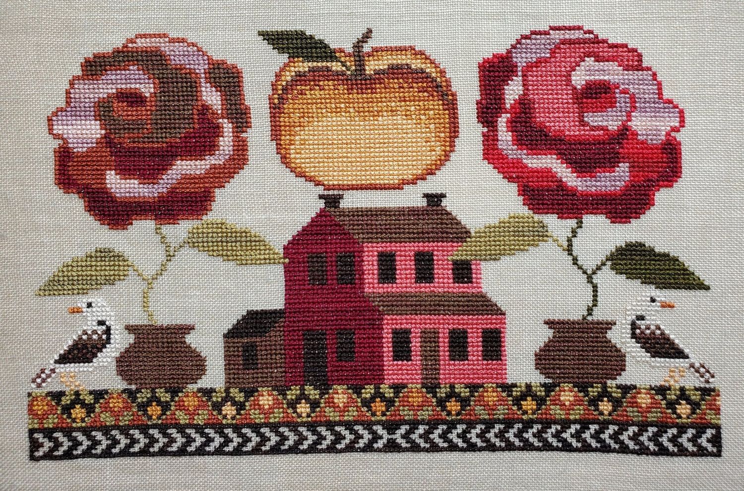 Seagulls Love Peaches by The Artsy Housewife 2024 Primitive counted cross stich pattern