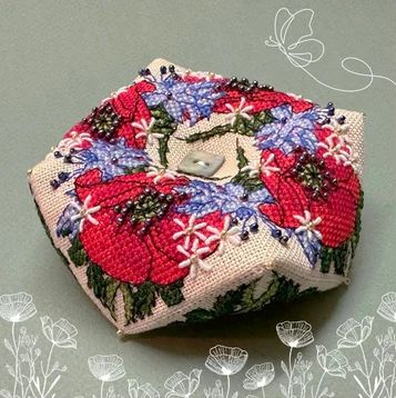 Field Flowers Biscornu by Faby Reilly Designs 2024 Counted Cross Stitch pattern Expert Level