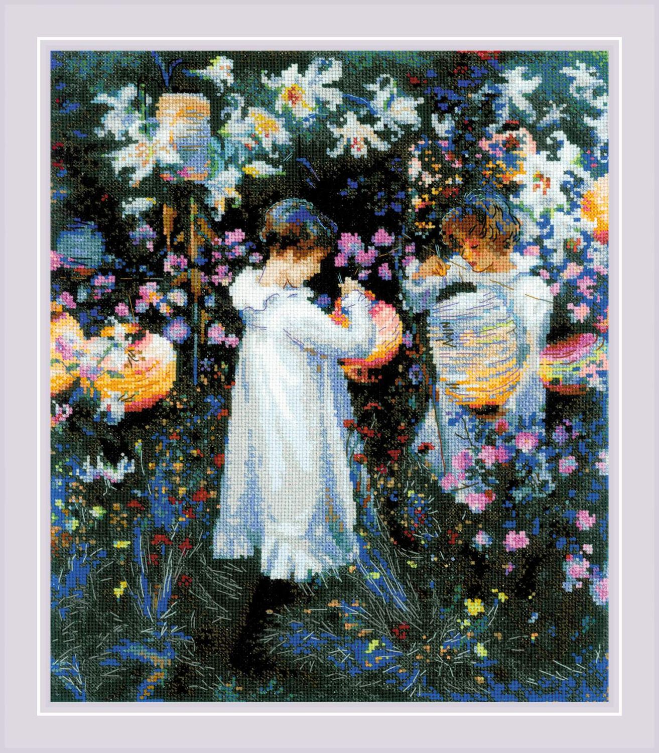 Carnation, Lily, Lily, Rose after J.S. Sargent's Painting by Riolis 2021 Museum Collection Counted Cross Stitch Kit