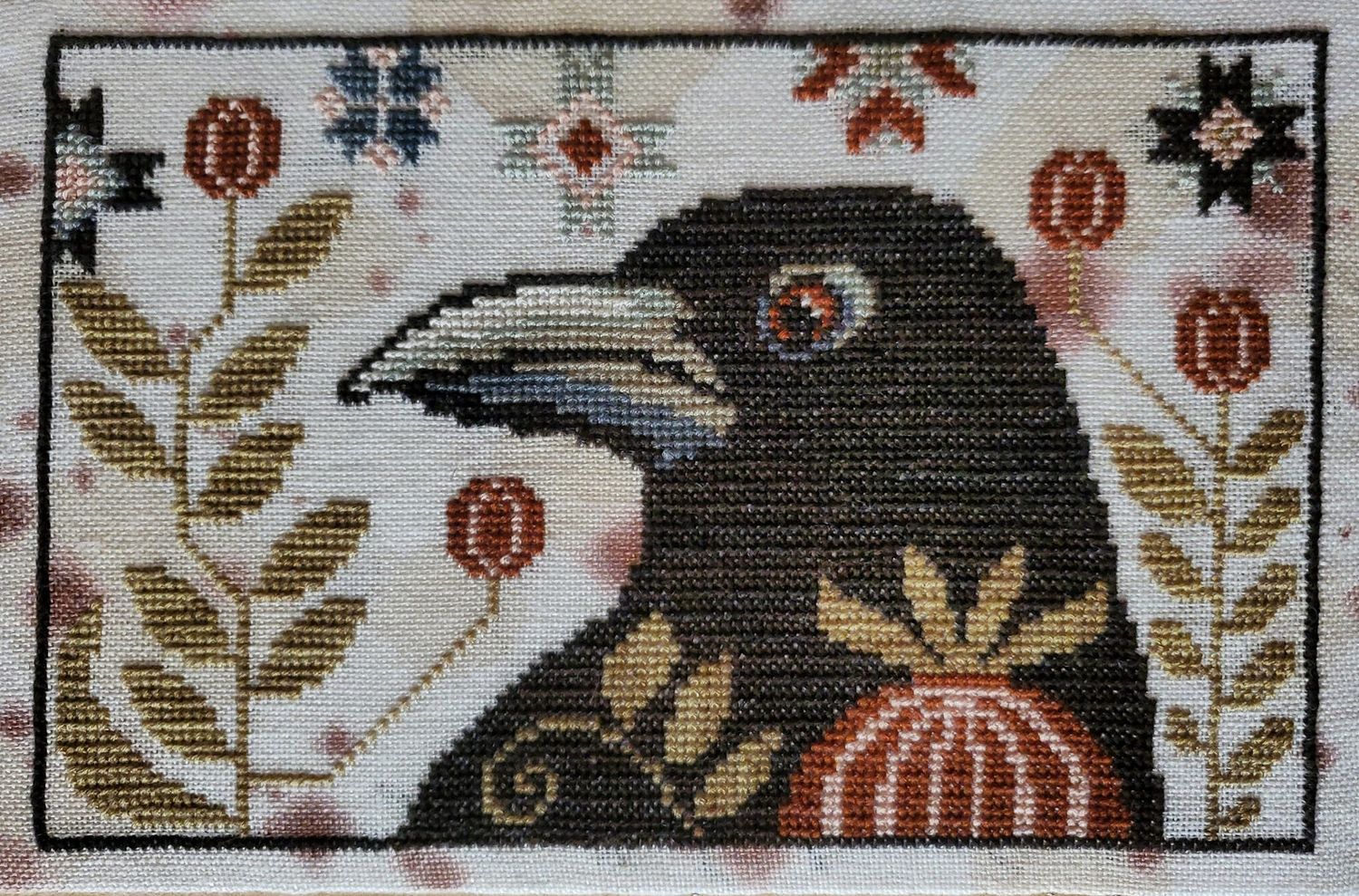 Byron Blackbird by The Artsy Housewife 2023 Primitive counted cross stich pattern