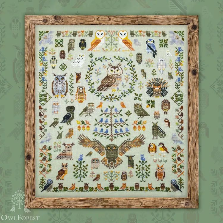 100 owls SAL by Owl Forest Embroidery Set of Hand-Dyed Threads DMC 36 ct with 2 strands