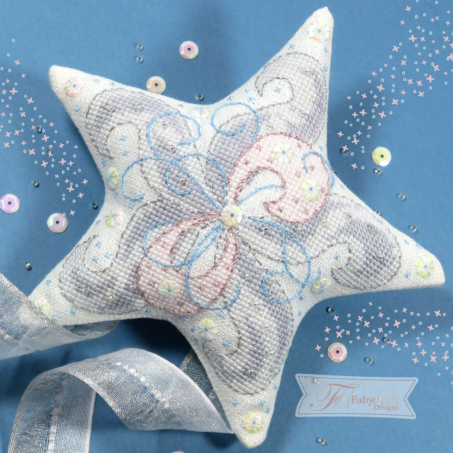 Northern Lights Star by Faby Reilly Designs 2024 Counted Cross Stitch pattern Intermediate Level