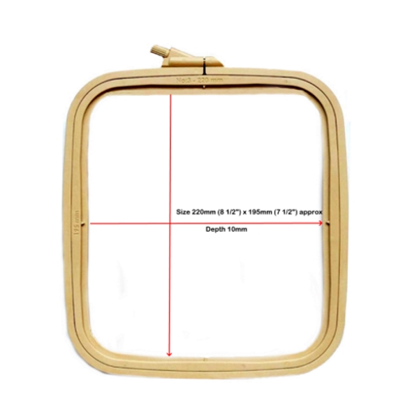 Square Plastic Hoops by Nurge Screwed Embroidery Hoops #3 Size 195 x 220mm ( 8" x 9")