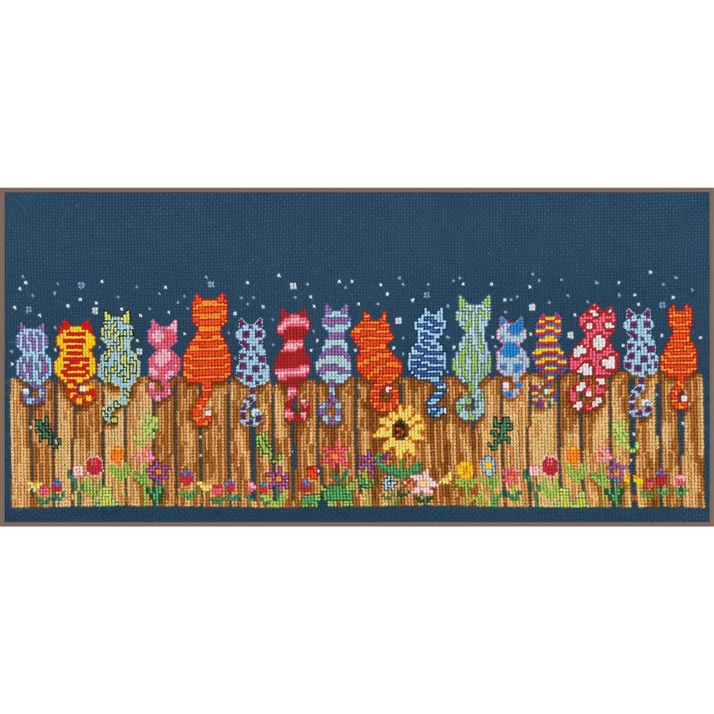 Cats on fence by Vervaco 2025 Counted cross stitch kit