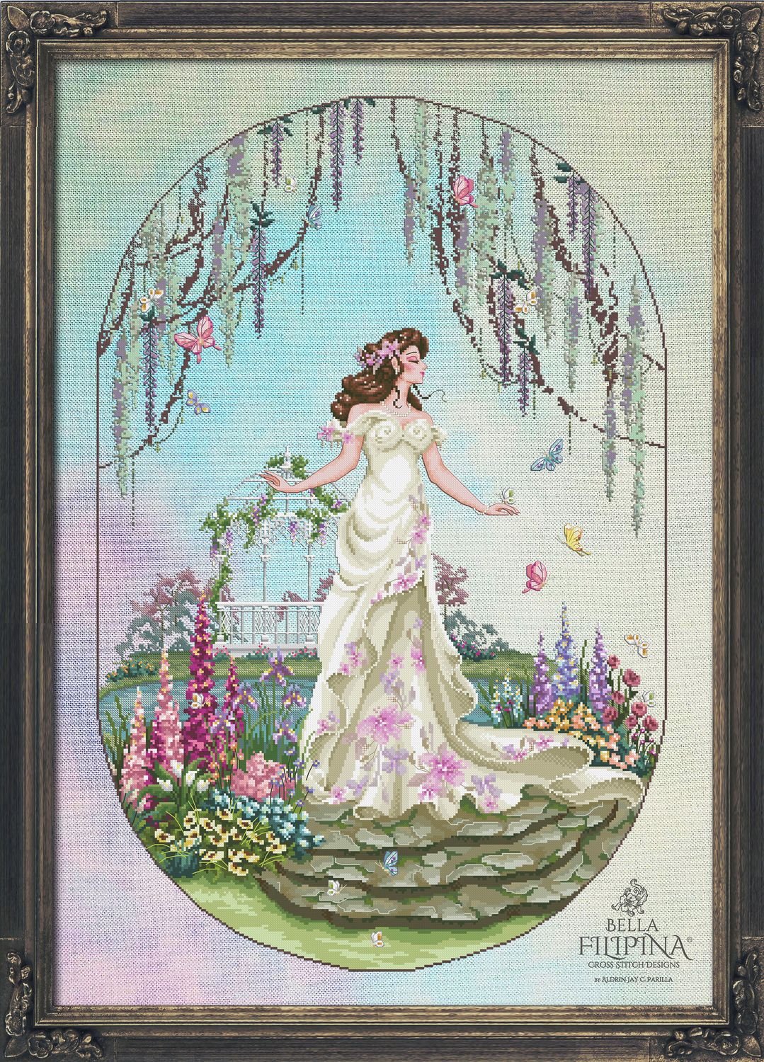 Lady Antheia by Bella Filipina Designs Special 10th Anniversary Design Release April 2025 Cross stitch pattern, Bead Set, Thread Set