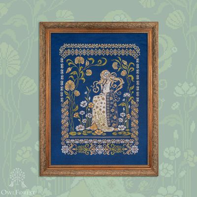 Undina by Owl Forest Embroidery 2025 Printed cross stitch pattern Set of OwlForest Hand-Dyed Threads DMC 28ct with 2 strands
