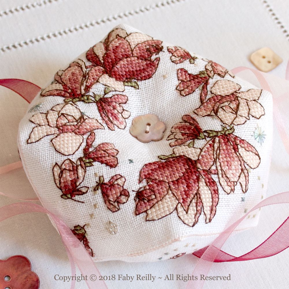 Magnolia Biscornu by Faby Reilly Designs 2018 Counted Cross Stitch pattern
