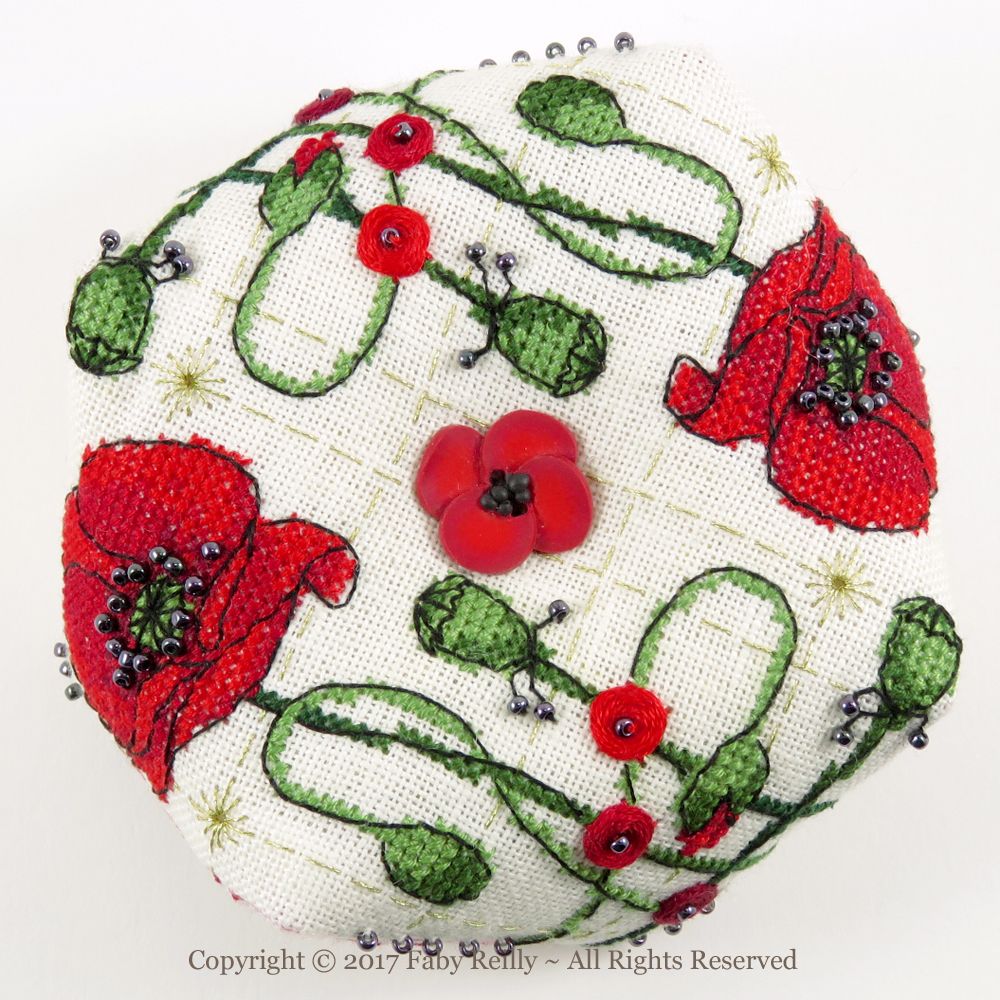 Poppy Biscornu by Faby Reilly Designs 2017 Counted Cross Stitch pattern Intermediate Level