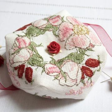 Wild Rose Biscornu by Faby Reilly Designs 2024 Counted Cross Stitch pattern Expert Level