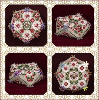 Christmas Snowfall Biscornu by Just Nan 2023 Printing Cross stitch pattern and Embellishment Pack