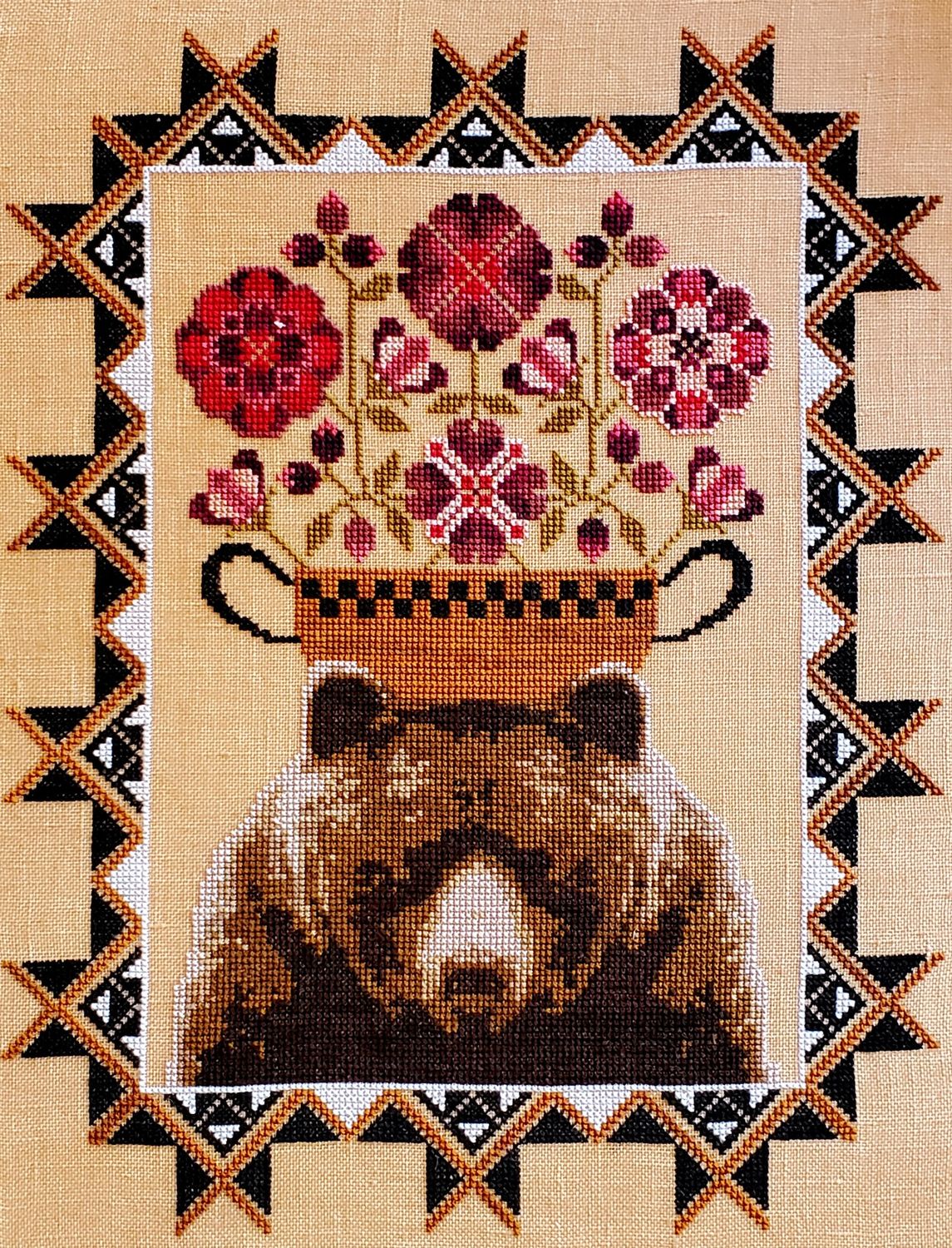 Geraldine's Flowers by The Artsy Housewife 2024 Primitive counted cross stich pattern